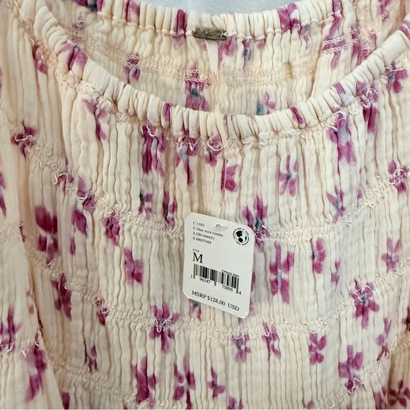 Free People Azure Cotton Floral Maxi Dress in Lilac Ecru Size Medium NWT - Picture 2 of 7